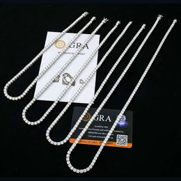 Factory Price Bulk Men 925 Sterling Silver 4mm Iced Out Vvs Round Lab Grown Diamond Mossanite Moissanite Tennis Chain Necklace