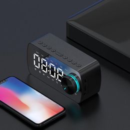 USB Rechargeable LED Mirror Alarm Clock Temperature Date Display Clock Desktop Clock Bluetooth Speaker Mini Radio TF Card Play