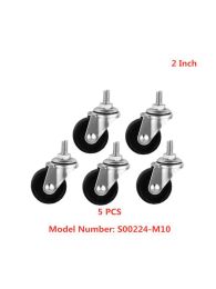 5 Pcs/Lot Casters 2 Inch Light Black Pp Movable Screw Caster M10 Electrical Furniture Universal Wheel