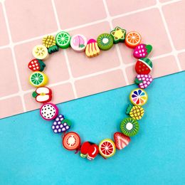 50Pcs Colorful Fruit Charms Polymer Clay Sprinkles for Crafts DIY Making Jewelry Necklace Bracelet Material Fruits With Hole