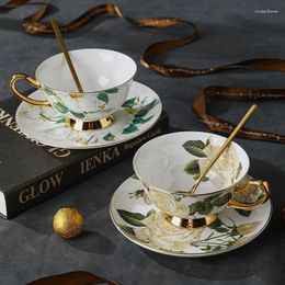 Coffeware Sets High Quality Bone Porcelain Coffee Cups Vintage Ceramic Mugs On-glazed Advanced Tea And Saucers Luxury Gifts