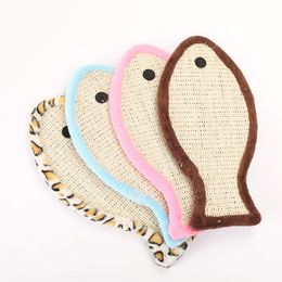 Fish Shape Sisal Cat Scratch Board Cat Scratcher Kitten Mat Climbing Tree Chair Table Mat Furniture Protector Cat Play Toys