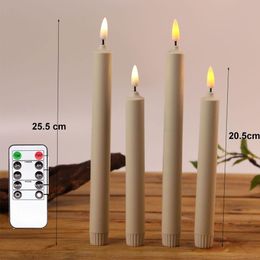 Pack of 6 Yellow Flickering Remote LED Taper Candles,25.5 cm PLastic Timer Warm White Battery Operated Candlesticks