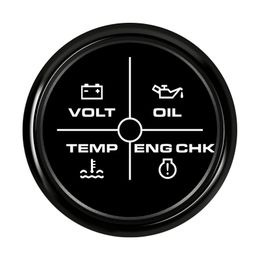 52 mm Alarm Gauge Meter Volt/Oil/Water Temp/Check Engine 4 LED Alarm Indicator Gauge For Car Boat 9~32V With 7 Colors Backlight