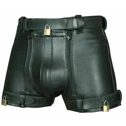 New Design for Men Black Custom Made Mens Real Leather Shorts and Street Wear