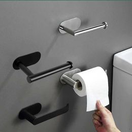 Toilet Paper Holders Self-Stick Toilet Paper Holder Wall Mount For Bathroom Kitchen Silver Gold Black Towel Storage Stand Stainless Steel Tissue Rack 240410