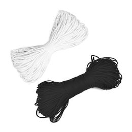 50 Meters White Black Elastic Band Cord Adjustable Rope String Face Mask Strap for Sewing Masks DIY Crafts Supplies