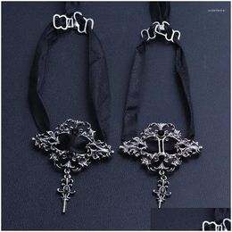 Chains Retro Handmade Craft Lace For Vampire Choker Gothic Necklace Pendant Halloween D Drop Delivery Jewellery Necklaces Pendants Dhuv1