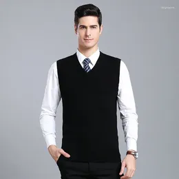 Men's Vests Thicked Men Wool Vest Waistcoat V-Neck Sleevelesss Warm Sweater