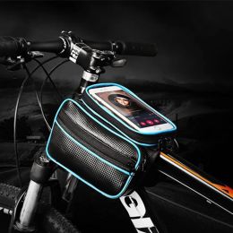 MTB Road Frame Bicycle Bags Front Tube Touch Control Waterproof Cycling Bag 6.0inch Phone Case Bike Pannier Accessories XA212TQ