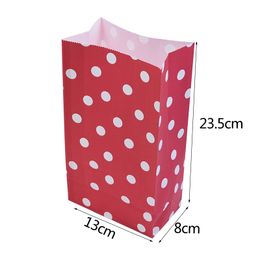 10Pcs Mini Paper Bag Stand Up Rainbow Wave Polka Dot Bags 23.5x13x8cm Wedding Birthday Favor Open Top Gift Packing Treat Bag