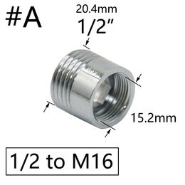 Silver 1/2" To M16 M18 M24 M28 Threaded Connector Brass Water Tap Connector For Bubbler Bathroom Kitchen 1Pcs