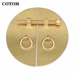 15cm Thicken Retro Furniture Copper Bookcase Cupboard Handle Brass Chinese Cabinet Round Knob Wardrobe Ring Pendant Handles