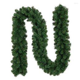 Decorative Flowers 2.7M Artificial Green Christmas Garland Wreath Xmas Pine Tree Rattan Decoration Home Wall Door Strip