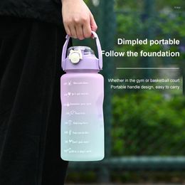 Storage Bags With Marker Gradient Plastic Water Cup Bottles Handheld Kettle Inspirational Beverage Bottle Outdoor Fitness Sports