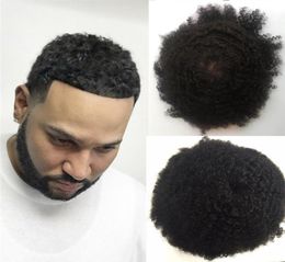 8mm Wave Human Hair Toupee Full Swiss Lace For Black Men Replacement System 810 inch Deep Curly Hairpieces9790973