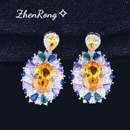 Dangle Earrings Elegant Monet Garden Aesthetics Design Artificial High Quality Colour Tourmaline Women's Wedding Banquet Accessories