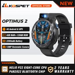 Watches KOSPET OPTIMUS 2 Ultra 4G Android Smartwatch Phone 4GB+128GB 13MP 90° Flashlight 2260mAh GPS Fitness Electronic Smart Watch Men