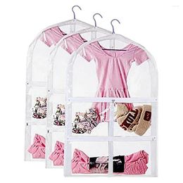 Storage Boxes 90 60cm Clear Garment Bag Travel Clothes With Pockets Zipper Closure Kids Dance Cover PVC Costume Organiser