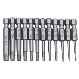 11/12pcs Tamper Proof Security Drill Bit Set Torx Screwdriver Flat Head 1/4" Hex Bits Driver