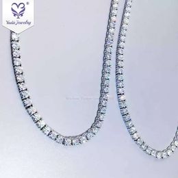 Yadis Custom Hiphop Jewelry 4.5Mm Round Cut 14K White Gold Diamond Moissanite Tennis Necklace