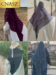 Ethnic Clothing Hijab Cap Muslim Abayas For Women Arabic Prayer Carf Islamic 3 Layers Shawls Full Cover Head Wrap Winter Khimar