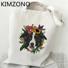 Shopping Bags Border Collie Bag Eco Recycle Shopper Grocery Cotton Tote Reciclaje Reusable Bolsas Ecologicas Custom