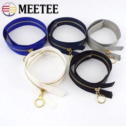 2/5Pcs 3# Metal Zipper Open-End 40-70cm Auto Lock Decorative Zip O Ring Puller for Bag Jacket DIY Sewing Material Accessories