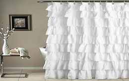 LumiParty Plain Colour Waterproof Corrugated Edge Shower Curtain Ruffled Bathroom Curtain Decoration25 C181122017205726