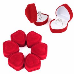 5Pcs Heart Velvet Jewelry Box Ring Holder Gift Packaging Marriage Storage Organizer Casket Earring Display Stand Wedding Case