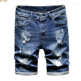 Men's Jeans 2024 Blue Hole Denim Shorts Summer Casual Large Size 28-36 38 40