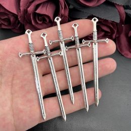 5pcs 80x22mm 3D Sword Connector Pendants Charms Jewellery Making DIY Men's WomenNecklace Bracelet Handmade Crafts Accessories