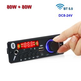 Amplifier 2*80W Audio Digital Power Bluetooth Amplifier Board Decoder Car Mic USB AUX FM MP3 Player Module AMP DC824V