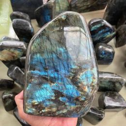 300-2.8kg Natural Crystal Moonstone Raw Gemstone Ornament Polished Quartz Labradorite Handicraft Decorating Stone Healing