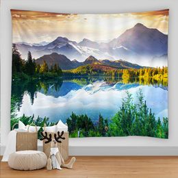 Mountains Psychedelic Tapestry Forest landscape Starry Sky Tapestries Wall Hanging Village Dorm Blanket Personalised Wall Cloth