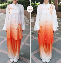embroidery gradient Tai chi performance uniforms wushu veil martial arts clothing taiji suits 3pcs/set