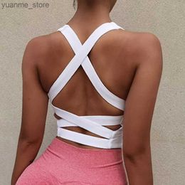 Yoga Outfits Cloud Hide Sexy Sport Shirt Women Sports Bra Fitness Underwear Push Up Yoga Tank Crop Top Running Gym Girl Vest Workout Athletic Y240410