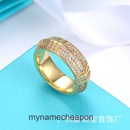 High end designer rings Tifancy numeral full diamond ring same diamond V-shaped couple ring Valentines Day gift Original 1:1 With Real Logo