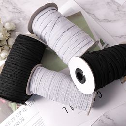 White Black Elastic Bands100/200Yards 3/5/ 6/ 8/ 10/ 12mm Polyester Elastic Cord for Clothes Garment Sewing Accessories