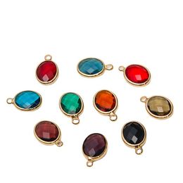 1pcs Diy Jewellery Pendant Copper Edging Oval Pendant Glass Crystal Necklace Earrings Accessories Material Handmade Charms