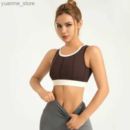 Yoga Outfits Vertical Pattern Colour Matching Yoga Bra High-strength Shockproof Fixed Quick-drying Vest-style Thin Sports Underwear Y240410