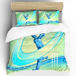 Cricket Duvet Cover Set Abstract Sports Pattern Bedding Set Microfiber Player Playing Game of Cricket Double Queen Quilt Cover