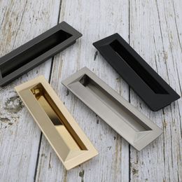 Black Invisible Handle Embedded Concealed Kitchen Cabinet Door Wardrobe Drawer Gold Modern Moving Door Handle