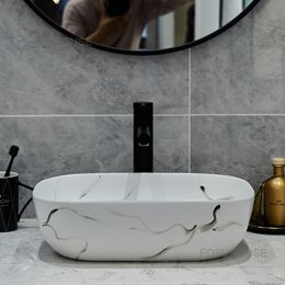 Nordic Stage Basin White Ceramic Bathroom Sinks Hand-painted Art Bathroom Washbasins Bathroom Washing Sinks Toilet Washbasin