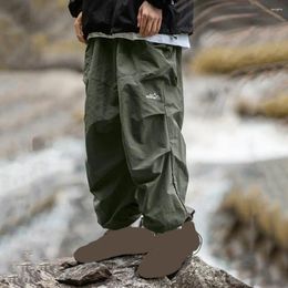 Men's Pants Men Outdoor Elastic Waist Loose Waterproof Multi Pockets Straight Camping Climbing Long Cargo Trousers