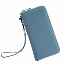 women's Wallet Geniune Leather RFID Functi Luxury Design Lg Zipper Handbags Cowhide Card Bags Female Fi Purse x4Es#