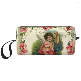 Storage Bags Custom Vintage Rose Victorian Angel Toiletry Bag For Women Cosmetic Makeup Organiser Ladies Beauty Dopp Kit Case