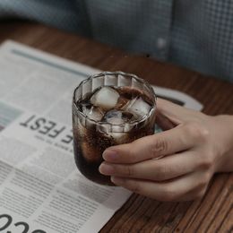 Transparent Stripe Drinking Glasses, Coffee Cup, Wine Glass, Water, Milk, Drinkware, Tea Shot, Yoghourt Cup