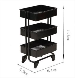 1:12 Dollhouse Miniature Mini Storage Cart Miniature Bookshelf with Wheels Kitchen Bedroom Furniture Display Stand Book Organise