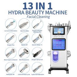 Newest Salon 14 In 1 Hydra Oxygen Facial Machine Hydro Diamond Dermabrasion Aqua Jet Peeling Facial skin analysis Machine